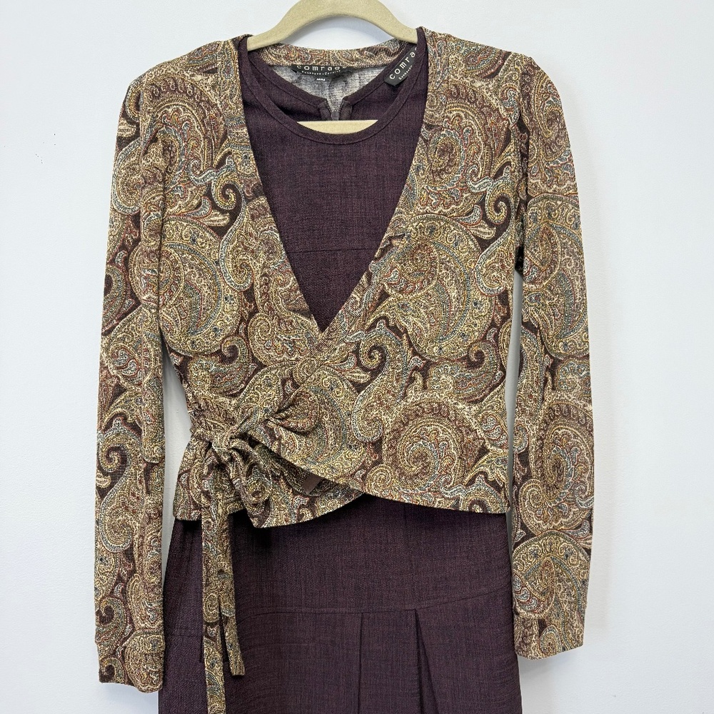 Wrap-Front Paisley Top in Brown by Cortefiel